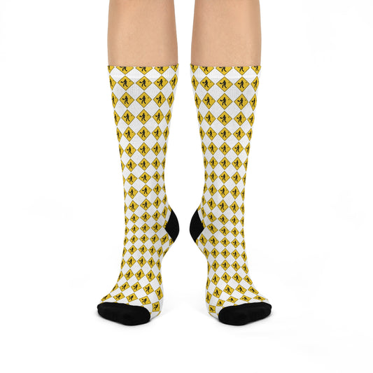 Pickleball Road Sign Cushioned Crew Socks