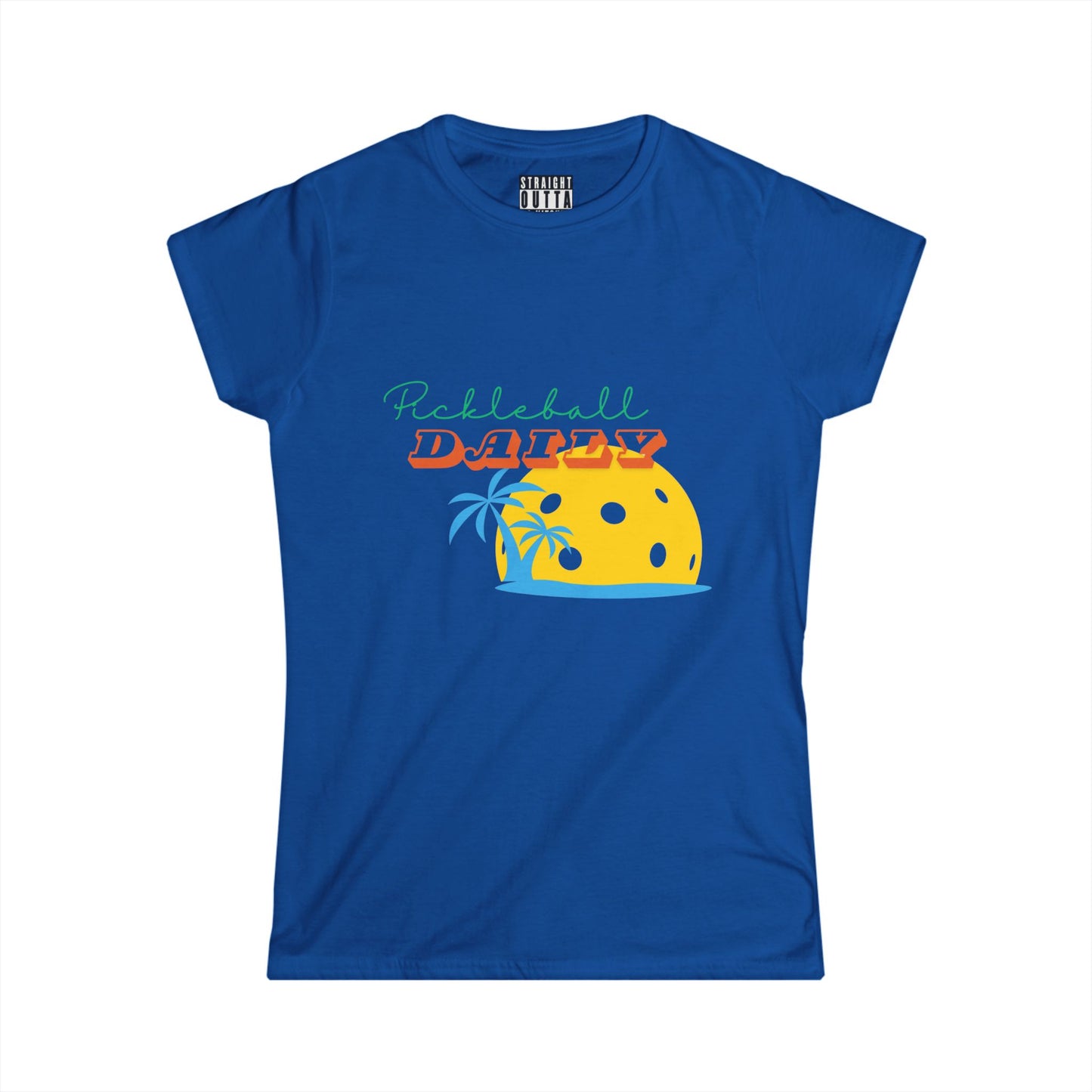 "Pickleball Daily" Women's Softstyle T-Shirt – Premium Cotton, 14 Colors, S-XXL
