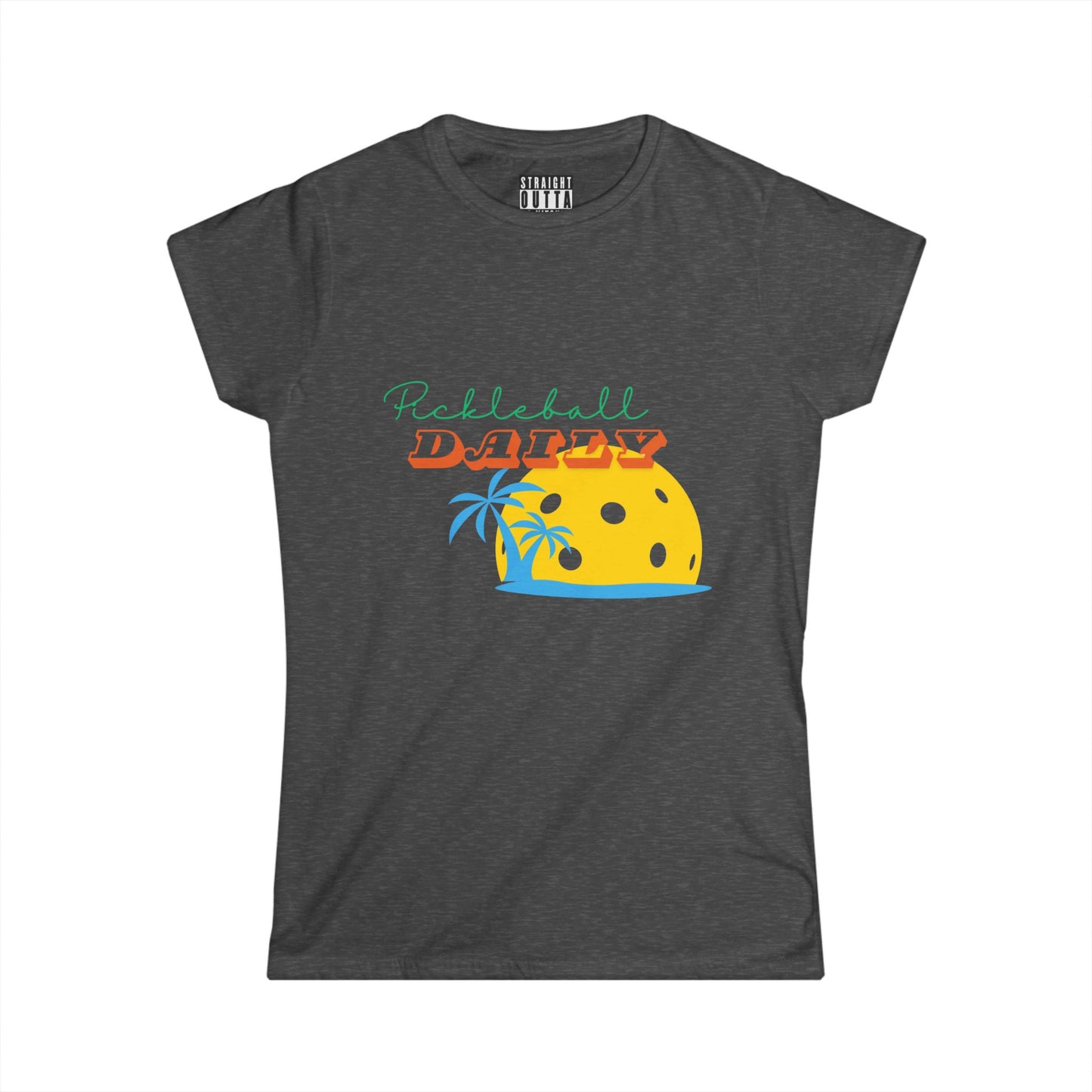 "Pickleball Daily" Women's Softstyle T-Shirt – Premium Cotton, 14 Colors, S-XXL