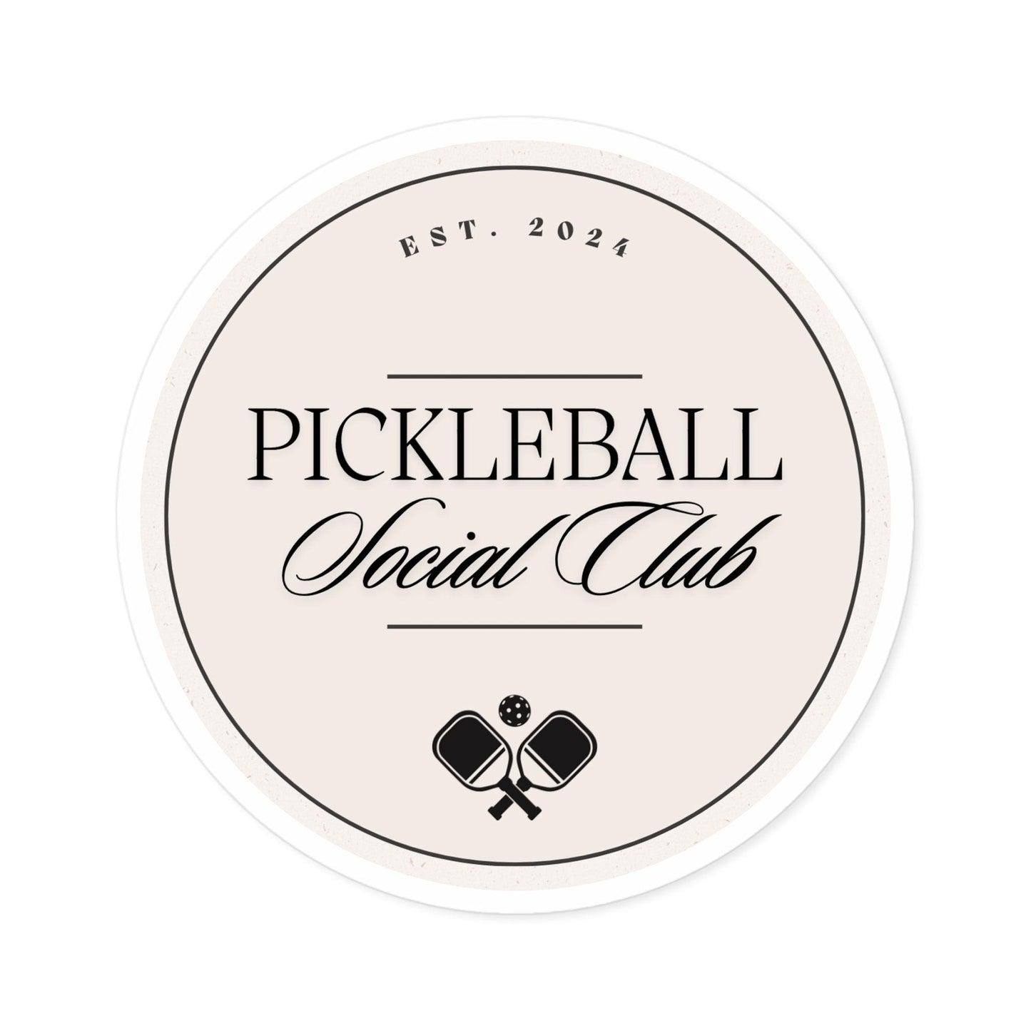 "Pickleball Social Club" Round Pickleball Stickers - Durable Vinyl for Indoor & Outdoor Use - 5 Sizes Available