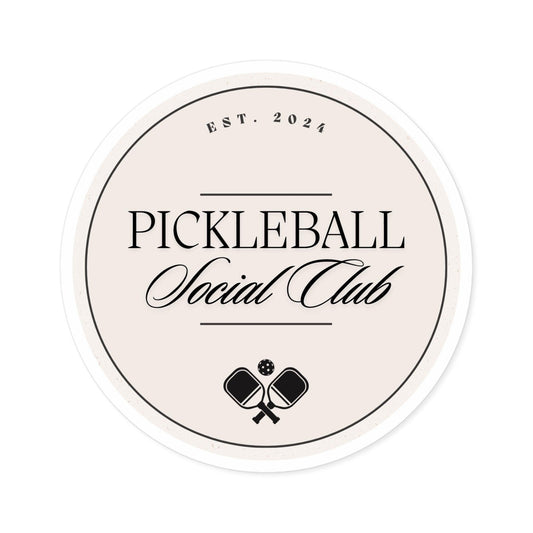 "Pickleball Social Club" Round Pickleball Stickers - Durable Vinyl for Indoor & Outdoor Use - 5 Sizes Available