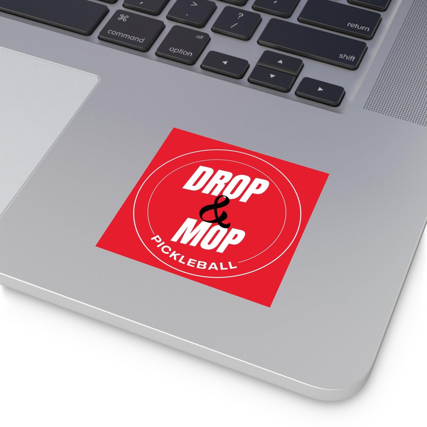 "Drop & Mop" Square Pickleball Stickers, Indoor\Outdoor, 5 Sizes