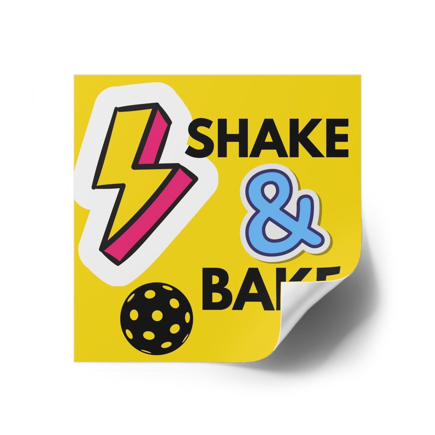"Shake & Bake" Square Pickleball Stickers, Indoor\Outdoor, 5 Sizes