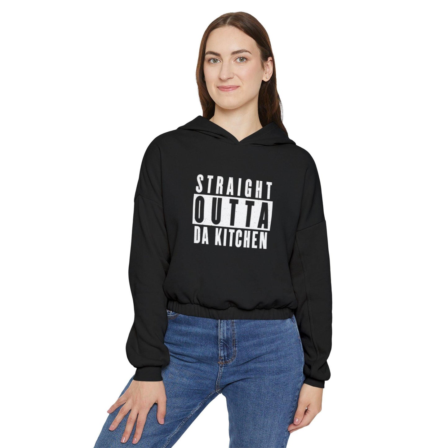 "Straight Outta Da Kitchen" Women's Cinched Bottom Pickleball Hoodie | Mid-Length, Oversized, Cozy | 4 Sizes, 4 Colors