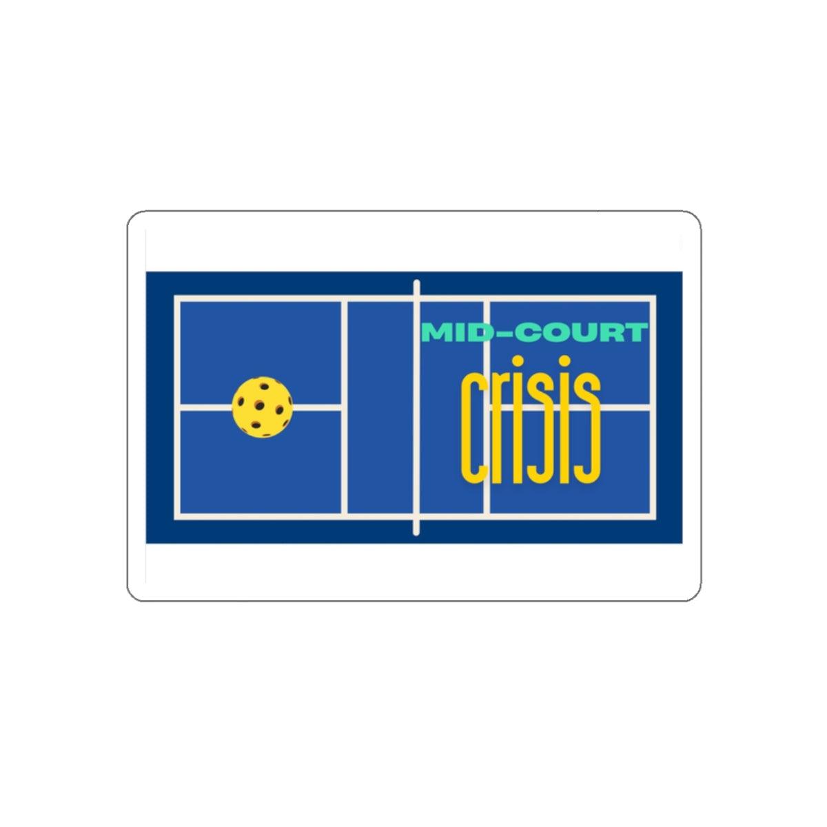 "Mid-Court Crisis" Die-Cut Pickleball Stickers - Durable Vinyl for Indoor & Outdoor Use - 5 Sizes Available
