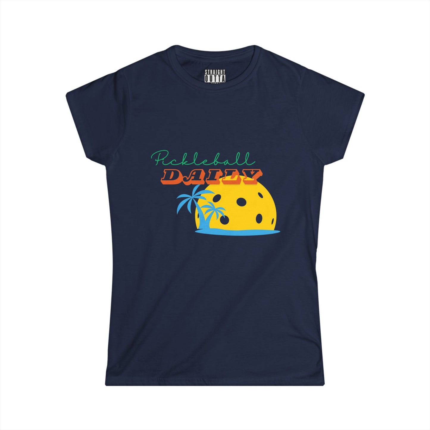 "Pickleball Daily" Women's Softstyle T-Shirt – Premium Cotton, 14 Colors, S-XXL