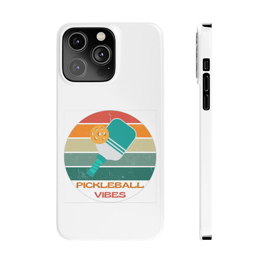 "Pickleball Vibes" Pickleball Slim Phone Case | White | Fits iPhone 15 and iPhone 14 Models