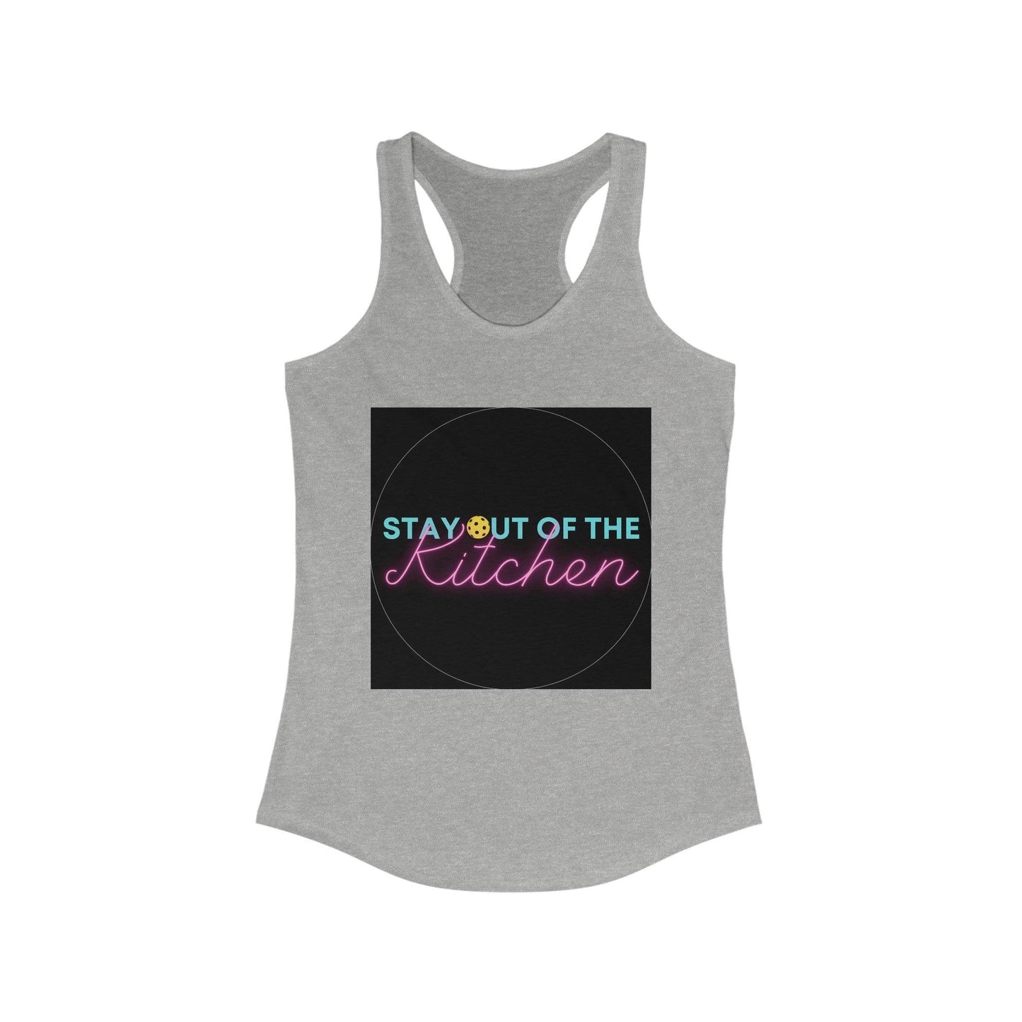"Stay Out of The Kitchen" Women's Ideal Racerback Pickleball Tank | Lightweight for Active Pickleball Lifestyle | 6 Sizes, 17 Colors