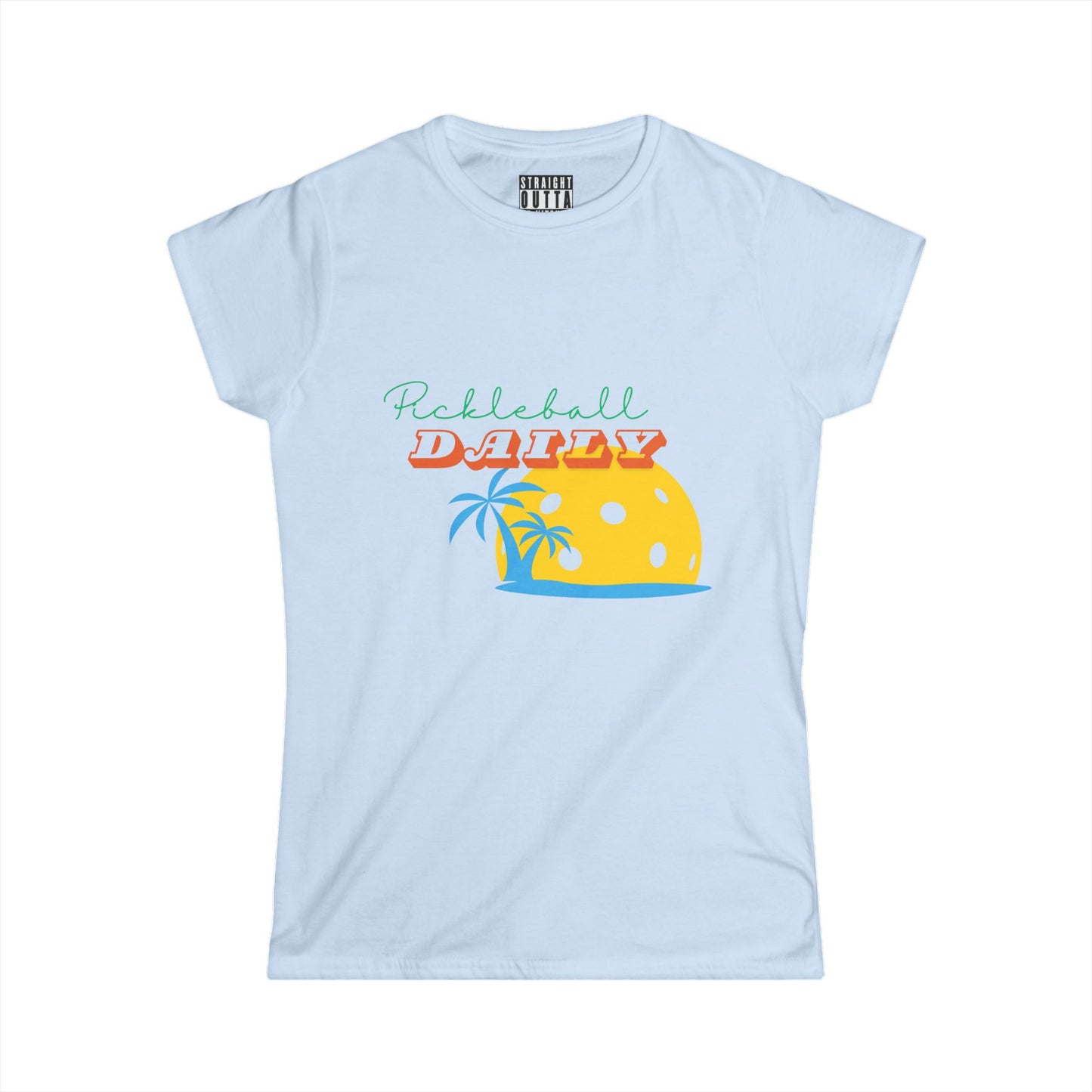 "Pickleball Daily" Women's Softstyle T-Shirt – Premium Cotton, 14 Colors, S-XXL