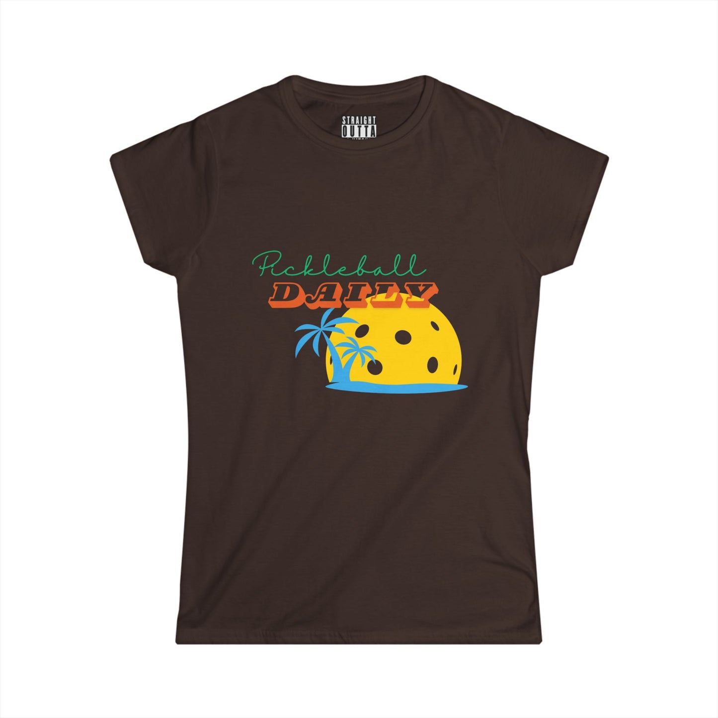 "Pickleball Daily" Women's Softstyle T-Shirt – Premium Cotton, 14 Colors, S-XXL