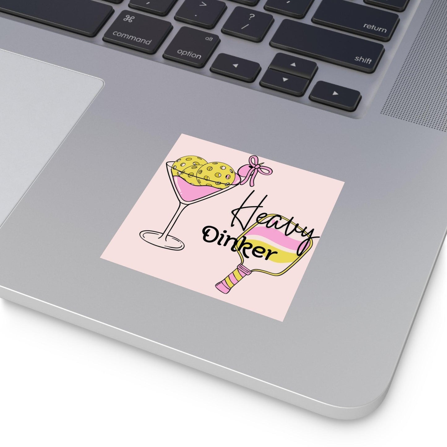 "Heavy Dinker" Square Pickleball Stickers, Indoor\Outdoor, 5 Sizes