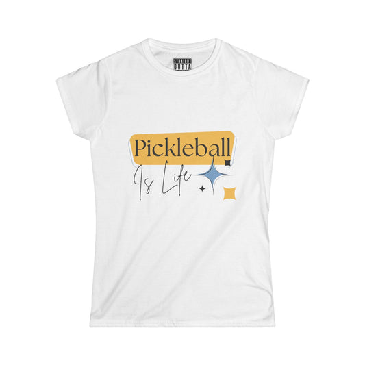 "Pickleball is Life" Women's Softstyle T-Shirt – Premium Cotton, 15 Colors, S-XXL