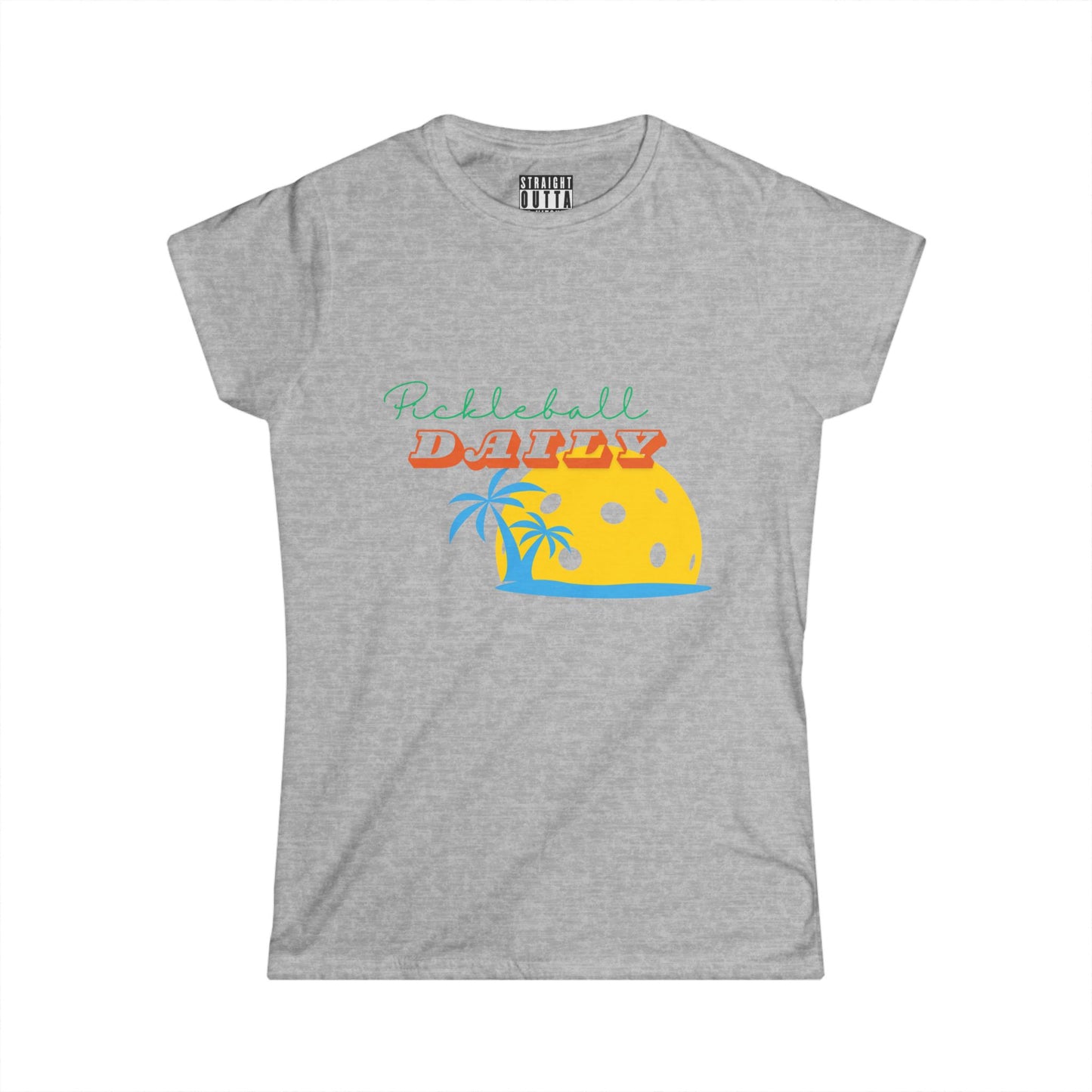 "Pickleball Daily" Women's Softstyle T-Shirt – Premium Cotton, 14 Colors, S-XXL