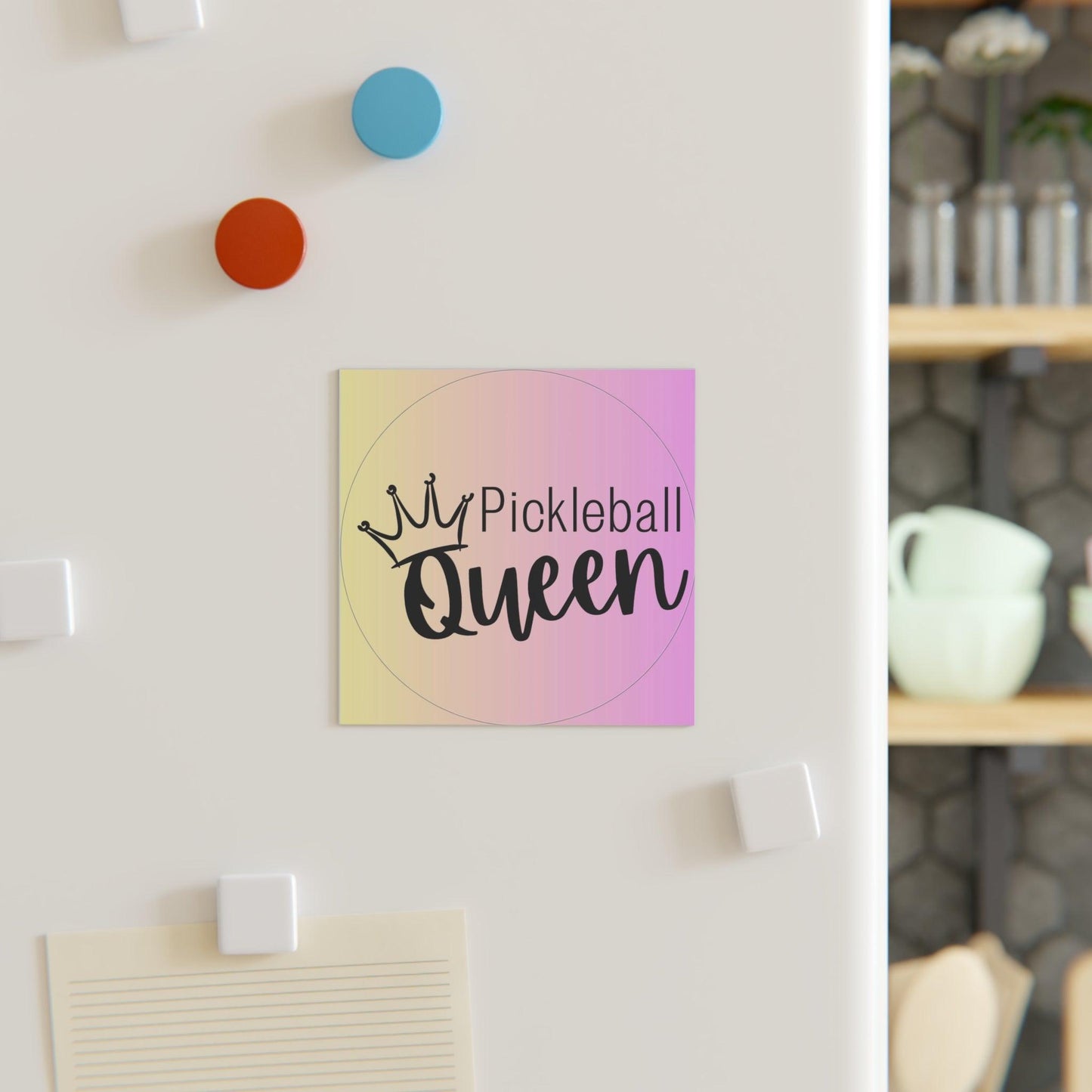 "Pickleball Queen" Square Pickleball Magnets, Indoor\Outdoor, 2 Sizes