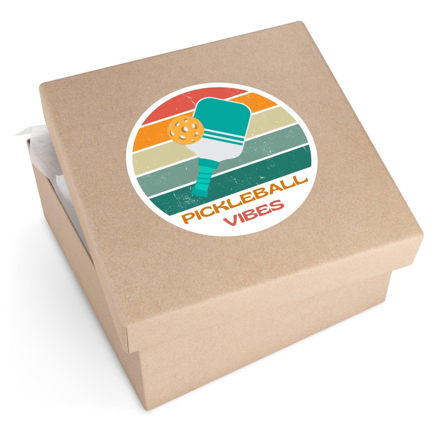 "Pickleball Vibes" Round Pickleball Stickers - Durable Vinyl for Indoor & Outdoor Use - 5 Sizes Available