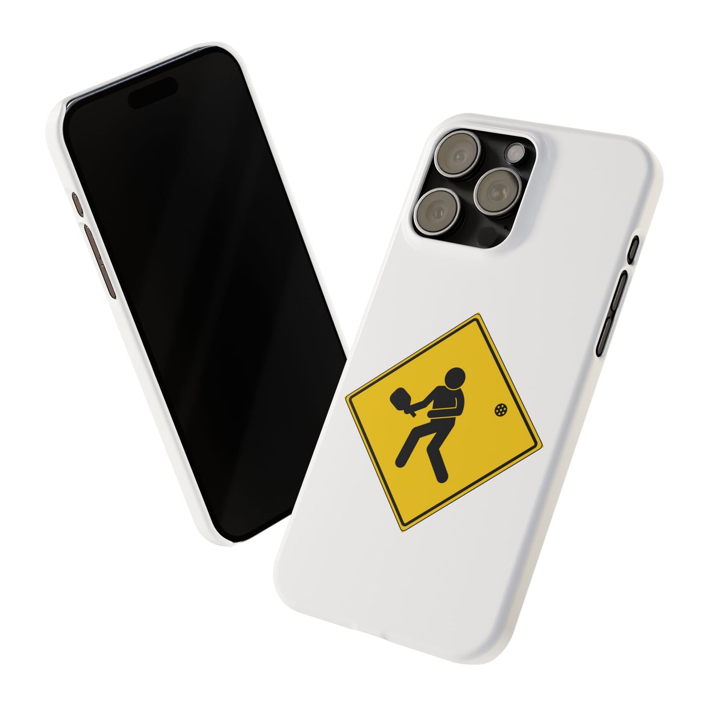 Pickleball Road Sign Slim Phone Case | White | Fits iPhone 15 and iPhone 14 Models