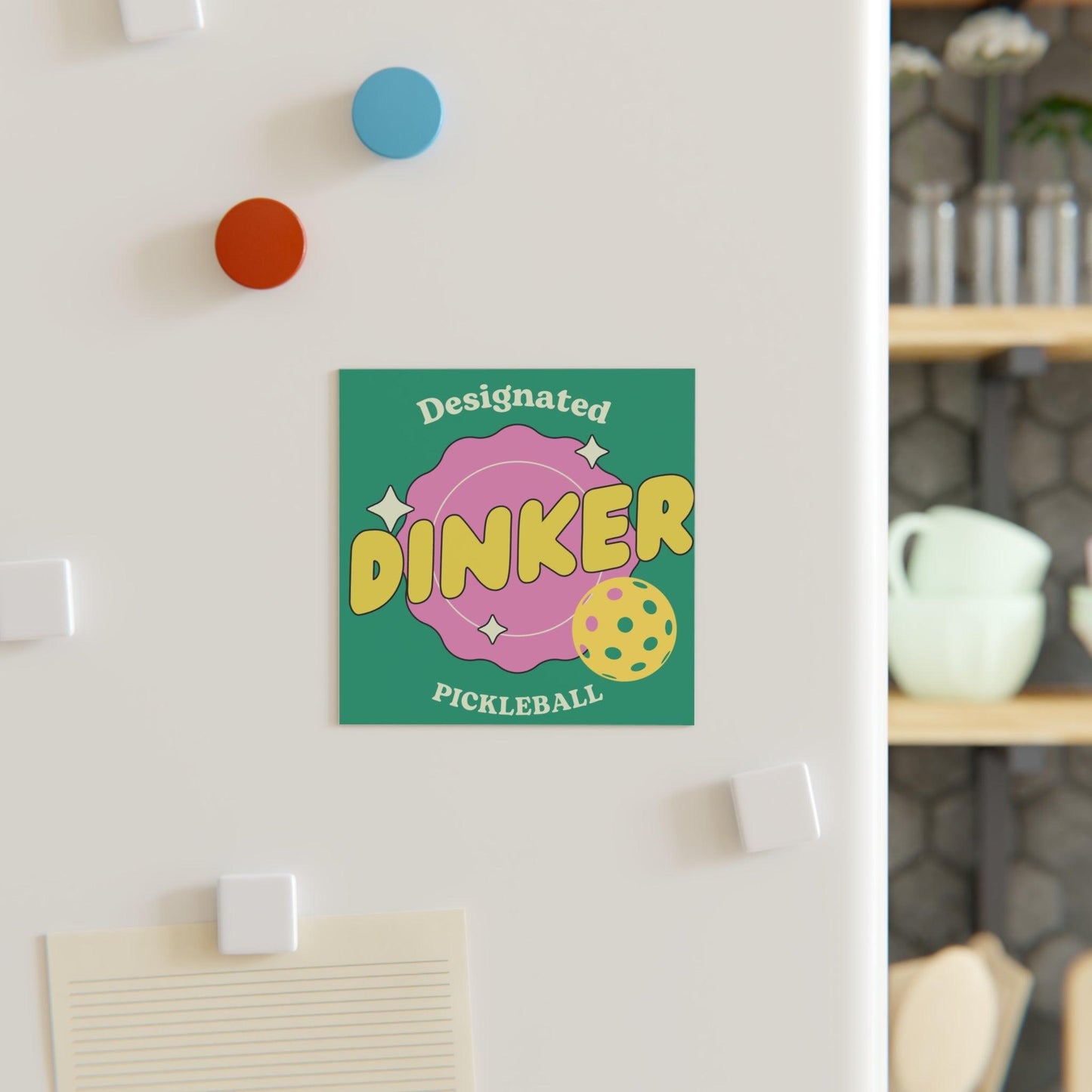"Designated Dinker" Square Pickleball Magnets, Indoor\Outdoor, 2 Sizes