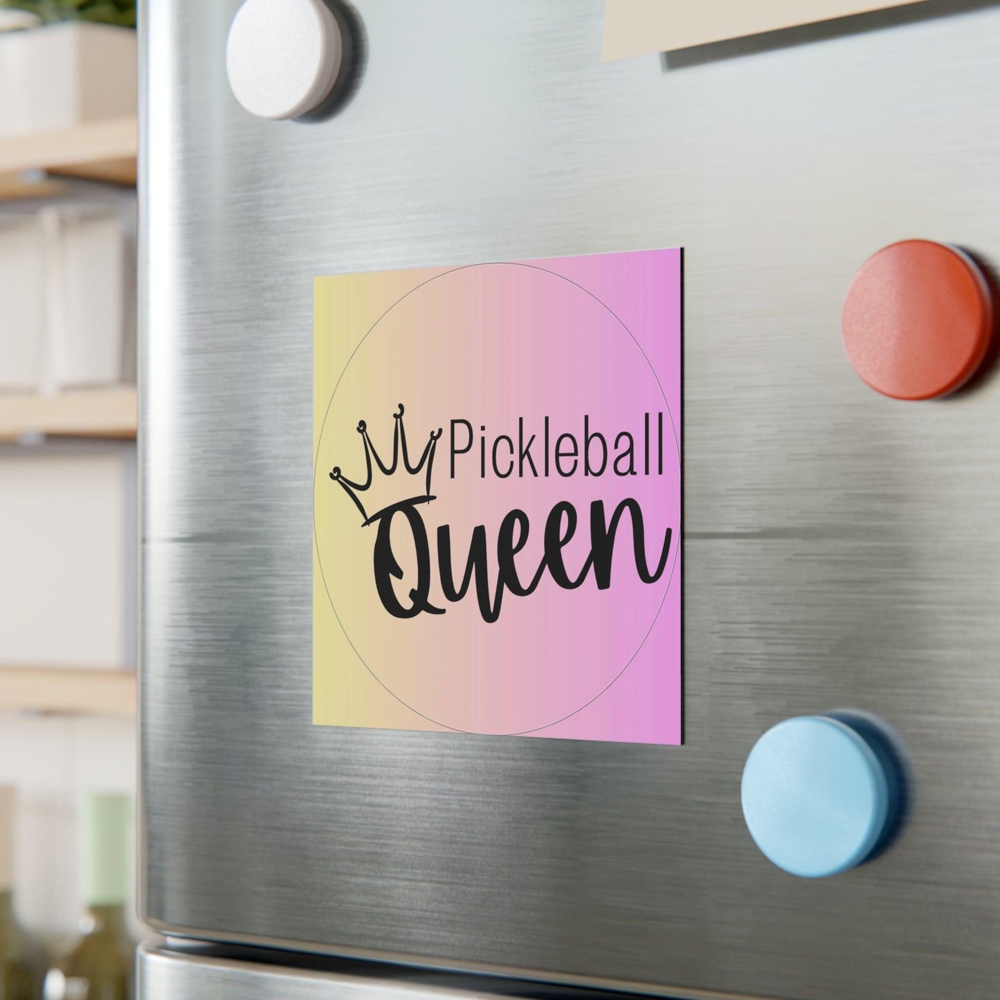 "Pickleball Queen" Square Pickleball Magnets, Indoor\Outdoor, 2 Sizes