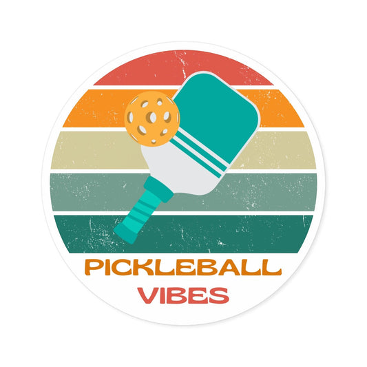"Pickleball Vibes" Round Pickleball Stickers - Durable Vinyl for Indoor & Outdoor Use - 5 Sizes Available
