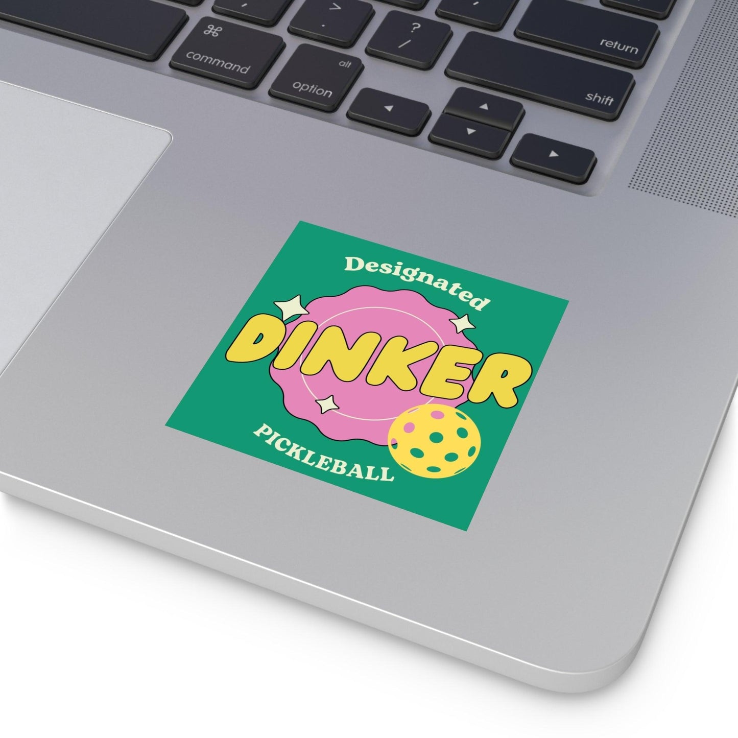"Designated Dinker" Square Pickleball Stickers, Indoor\Outdoor, 5 Sizes