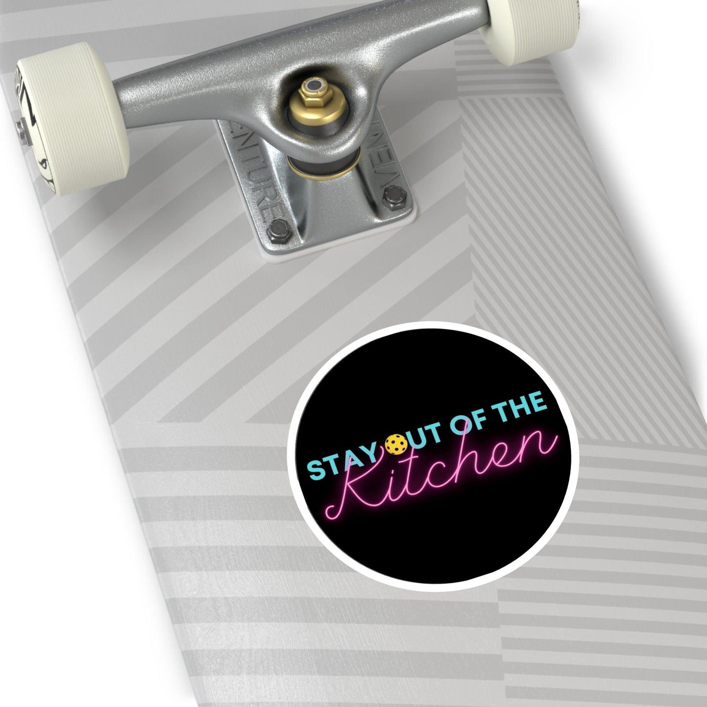 "Stay Out of the Kitchen" Round Pickleball Stickers - Durable Vinyl for Indoor & Outdoor Use - 5 Sizes Available