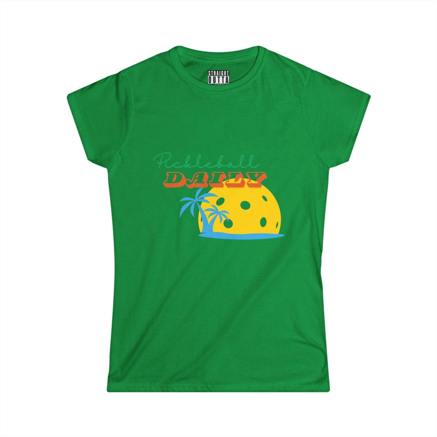 "Pickleball Daily" Women's Softstyle T-Shirt – Premium Cotton, 14 Colors, S-XXL