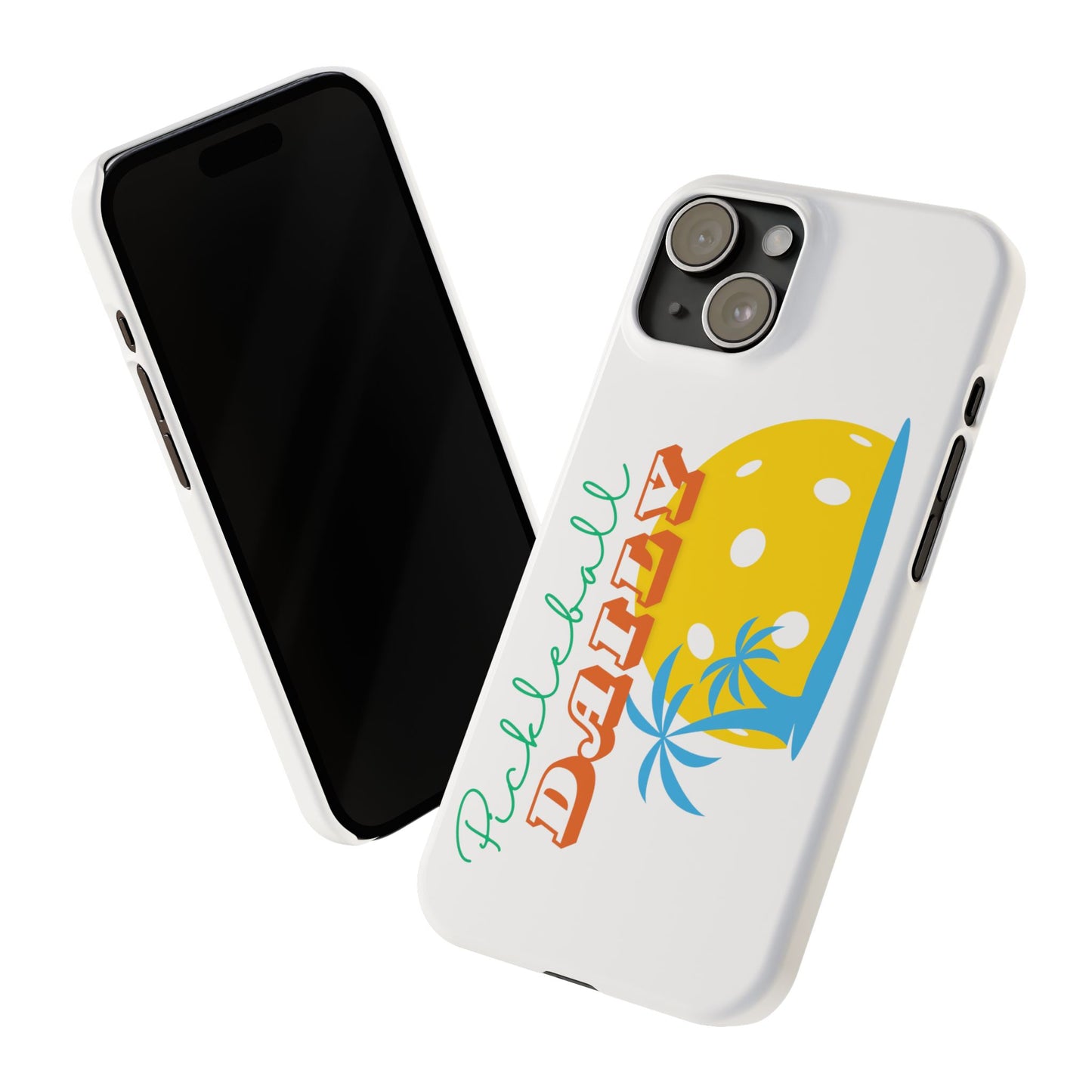 "Pickleball Daily" Slim Phone Case | White | Fits iPhone 15 and iPhone 14 Models