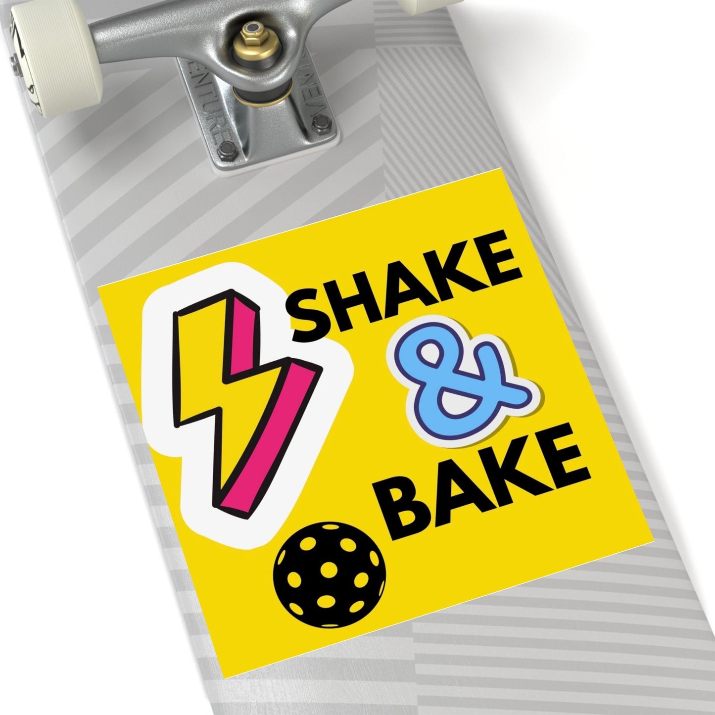 "Shake & Bake" Square Pickleball Stickers, Indoor\Outdoor, 5 Sizes