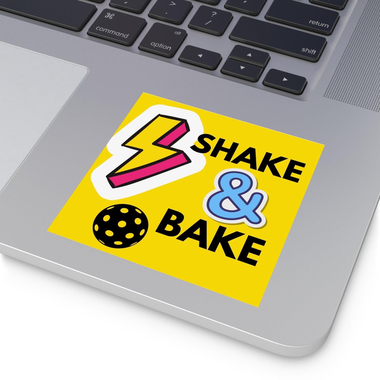 "Shake & Bake" Square Pickleball Stickers, Indoor\Outdoor, 5 Sizes