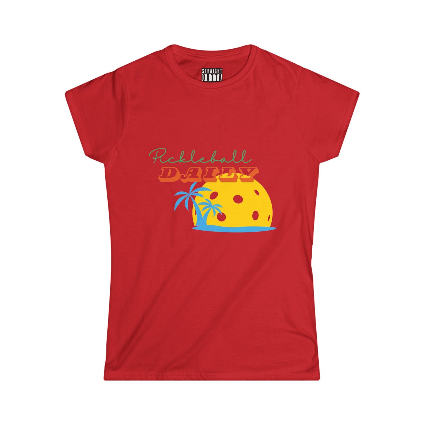 "Pickleball Daily" Women's Softstyle T-Shirt – Premium Cotton, 14 Colors, S-XXL