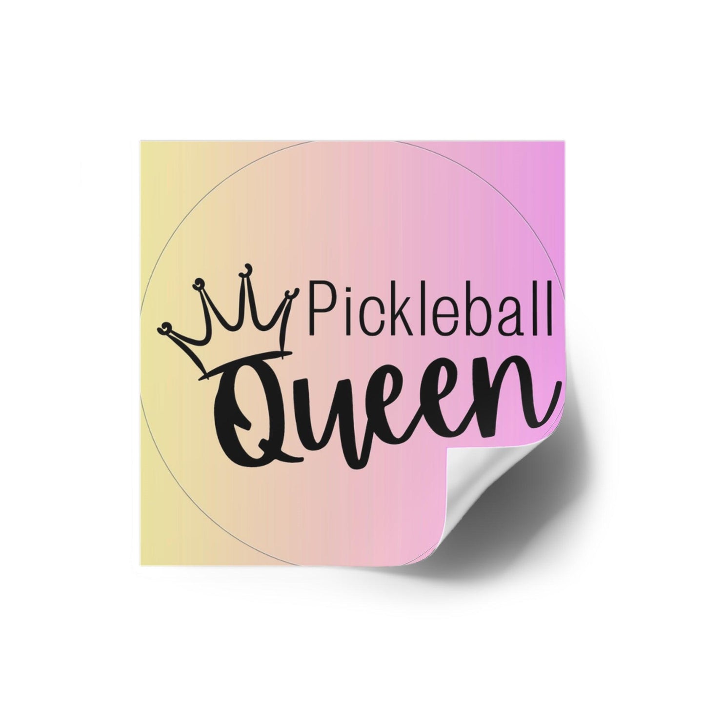 "Pickleball Queen" Square Pickleball Stickers, Indoor\Outdoor, 5 Sizes