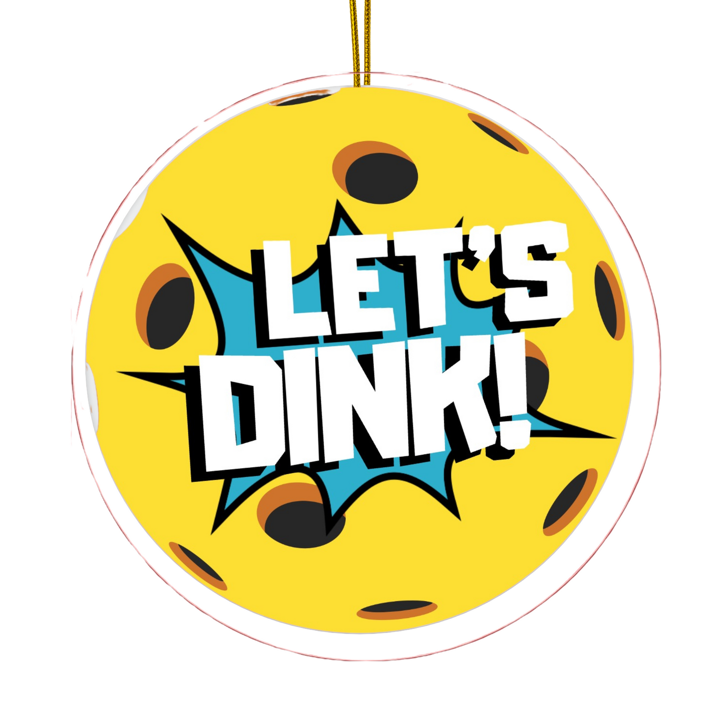 "Let's Dink" Ceramic Pickleball Decoration Ornament, (1pc)