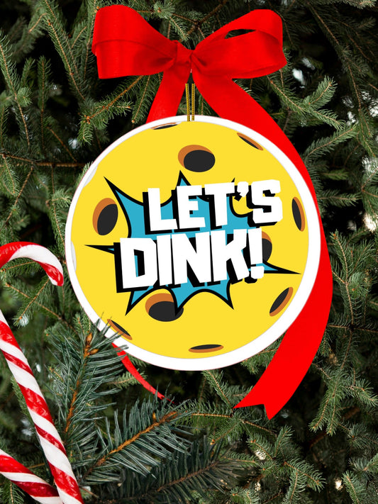 "Let's Dink" Ceramic Pickleball Decoration Ornament, (1pc)
