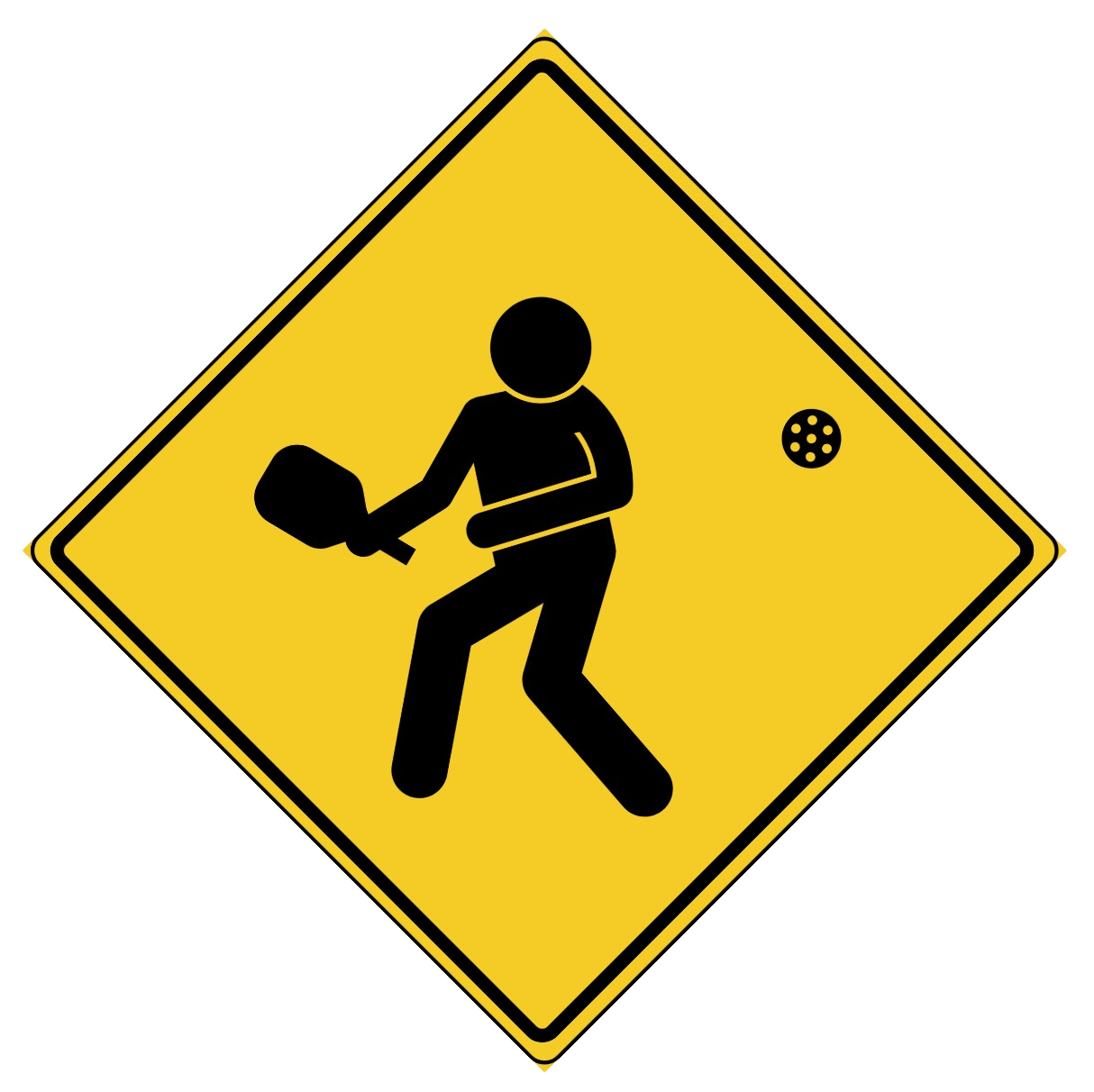 Pickleball Road Sign Square Pickleball Stickers, Indoor\Outdoor, 5 Sizes